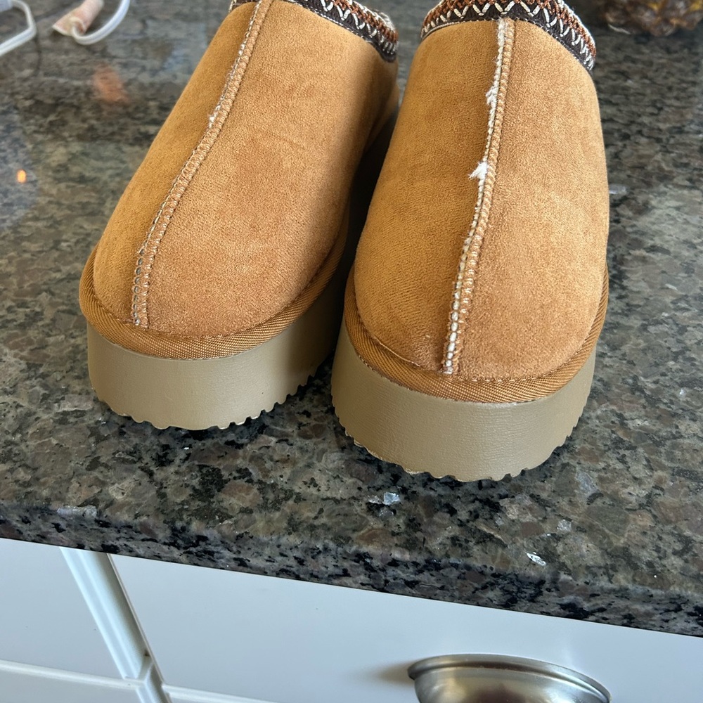 Tan Suede Women’s platform slip on